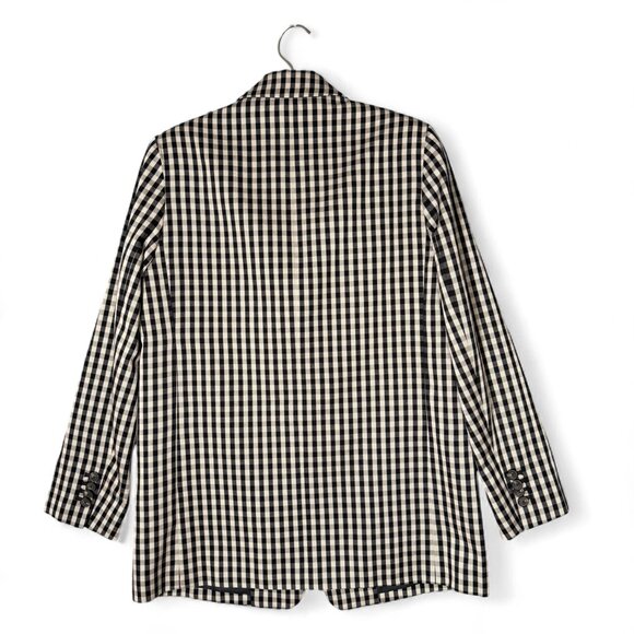 Everlane Oversized Gingham Blazer Plaid Biege Business Office Tencel Cotton 2 - Picture 3 of 11